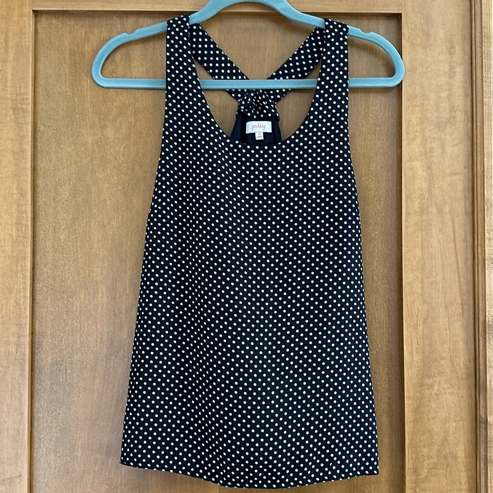 Navy and white dot top.